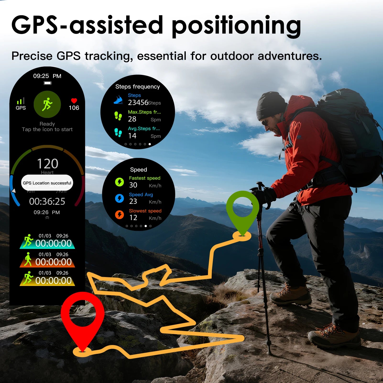 Pinteek G12 Dual-Band GPS Smartwatch: Military-Grade Compass, 3ATM Waterproof, 150+ Sport Modes Smart Watches for Men