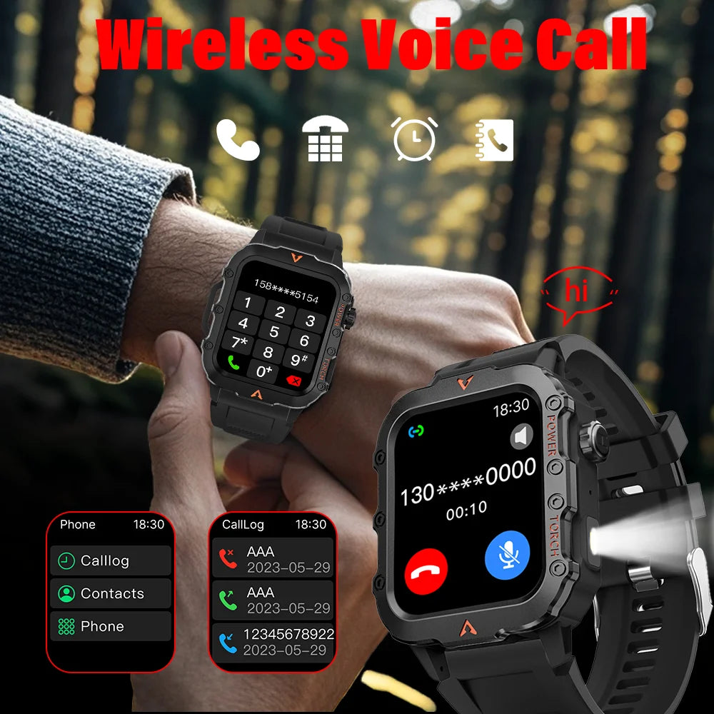 G.L Wear New Smartwatch for Outdoor Sports with LED Light Bluetooth Calling Activity Sleep Tracking Fitness Monitor
