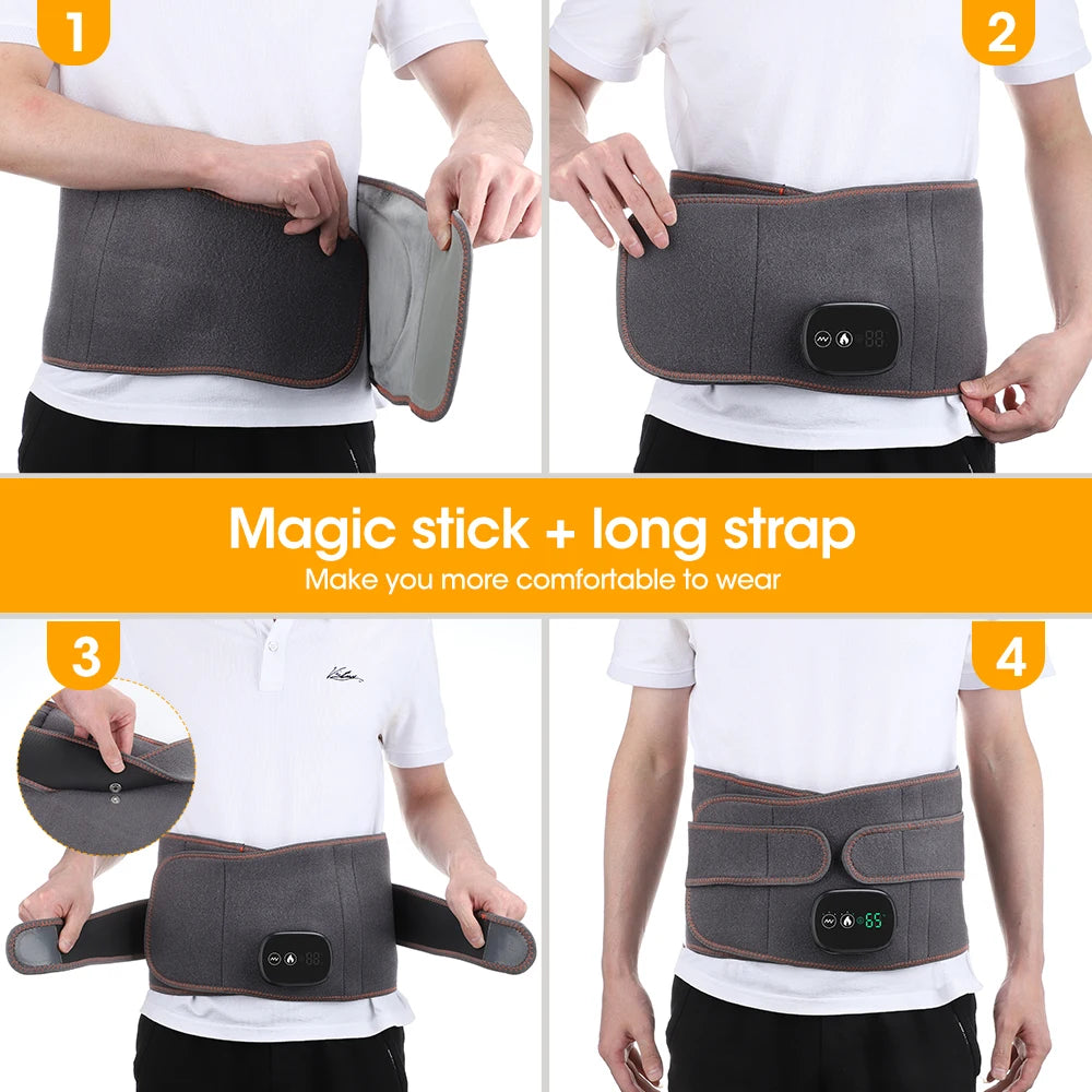 Electric Heating Waist Massage Belt Infrared Vibration Hot Compress Lumbar Brace Spine Protect Massager Back Support Belt