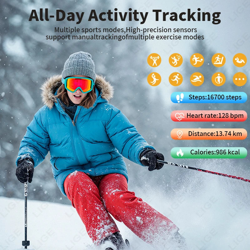 LIGE ECG+PPG Smart Bracelet Men Women Uric Acid Body Fat Body Temperature BP Five Organ Health Smartwatch Sports Fitness Band