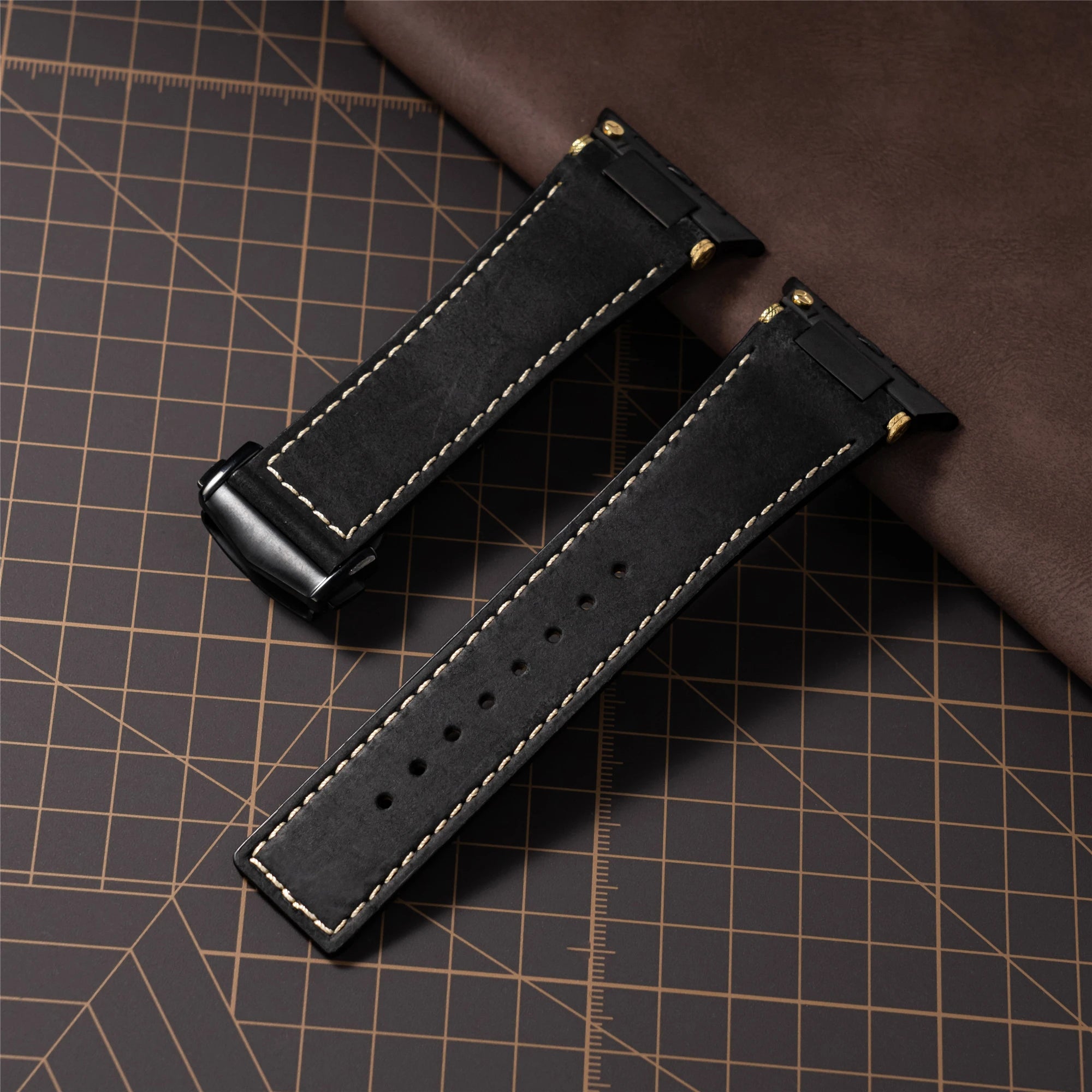 Luxury Leather Stainless Steel Band for Apple Watch 49mm 46mm 45mm 44mm Business Strap for iWatch Series 10 9 8 7 SE Ultra 2