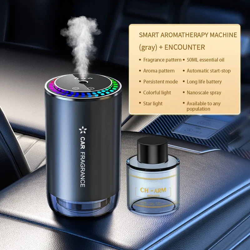 Car Aroma Diffuser with Perfume, Aromatherapy Oil Diffuser with Projective Star Light for Car Fragrance, Driving Induction Spray
