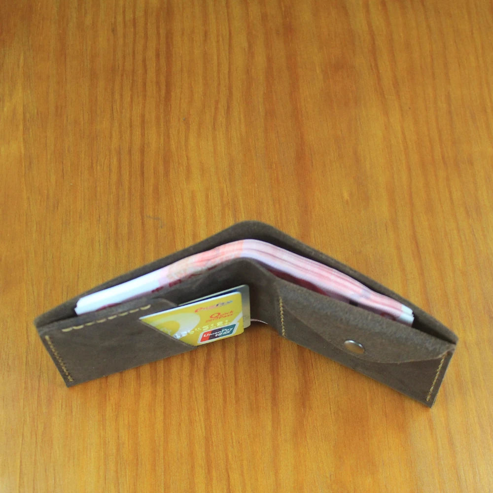 Luxury Handmade Genuine Leather Men Wallet Bifold Purse Male Wallets Short Money Clip Vintage Leather Money Bag with zip pocket