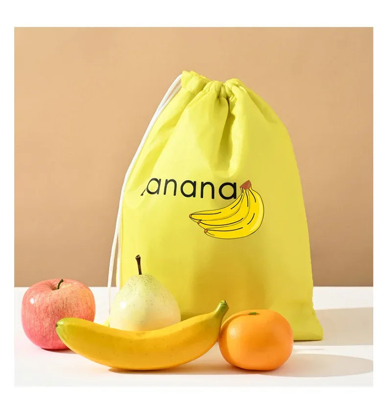 ‌"Insulated Fresh-Keeper Bag - Reusable Storage Organizer for Bananas, Lettuce & Vegetables (Drawstring Closure)"