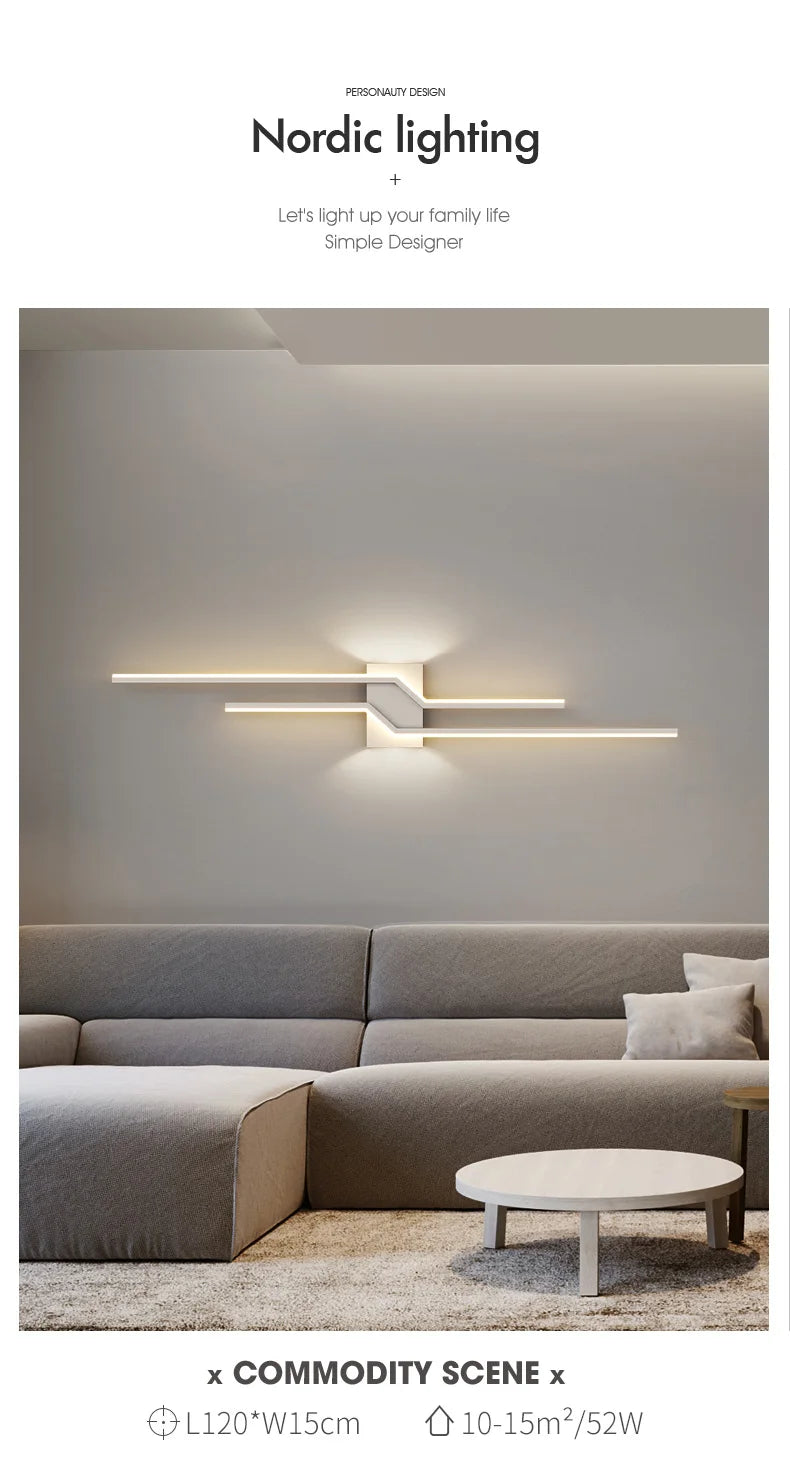 Wall Lamp Living Room TV Background Wall Lantern Minimalist Strip Lamp Bedroom Bedside Decoration Aisle Lamps Bracket Light