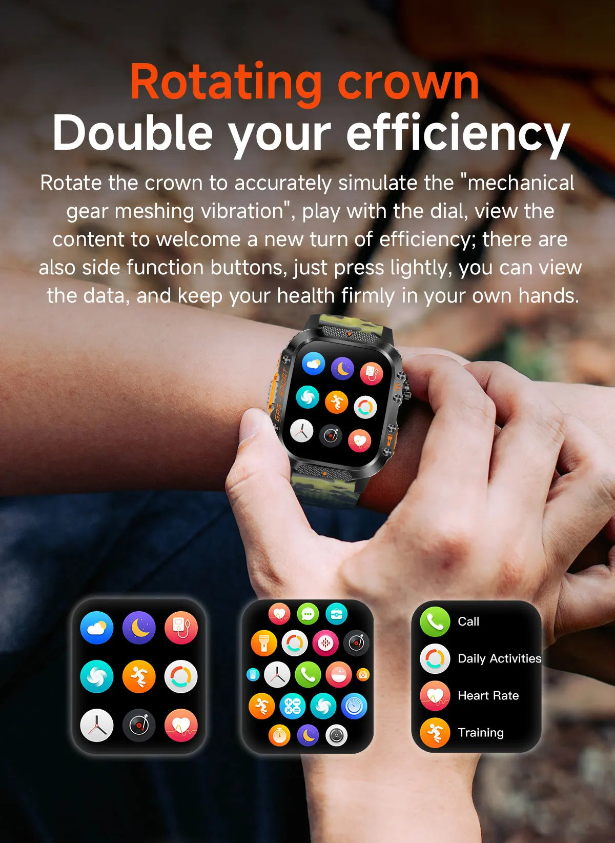 New Military Smartwatch Real GPS Compass Outdoor Smart Watch 3ATM Waterproof Sports Watches for Man Woman Electronics Clock 2025