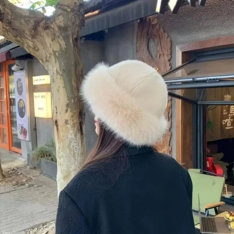 New Plush Mongolian Hat Imitating Mink Fur, Thickened and Warm Basin Hat, Windproof and Cold Proof in Autumn and Winter