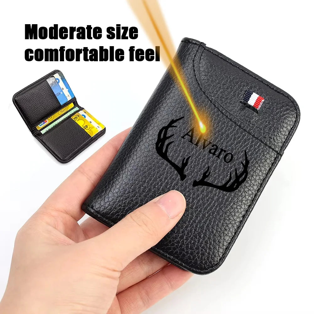 Customized Name Portable Super Slim Soft Wallet PU Leather Credit Card Wallet Purse Card Holders Men Wallet Thin Small Wallets