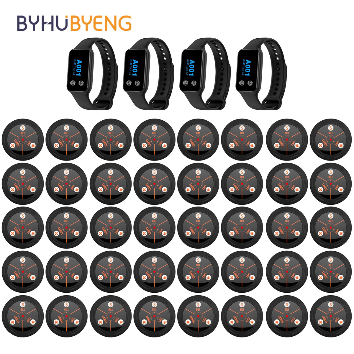 BYHUBYENG Wireless Calling System Watch Receiver Caller Wait Watch Pager with Calling Buttons for Restaurant Cafe Hotel