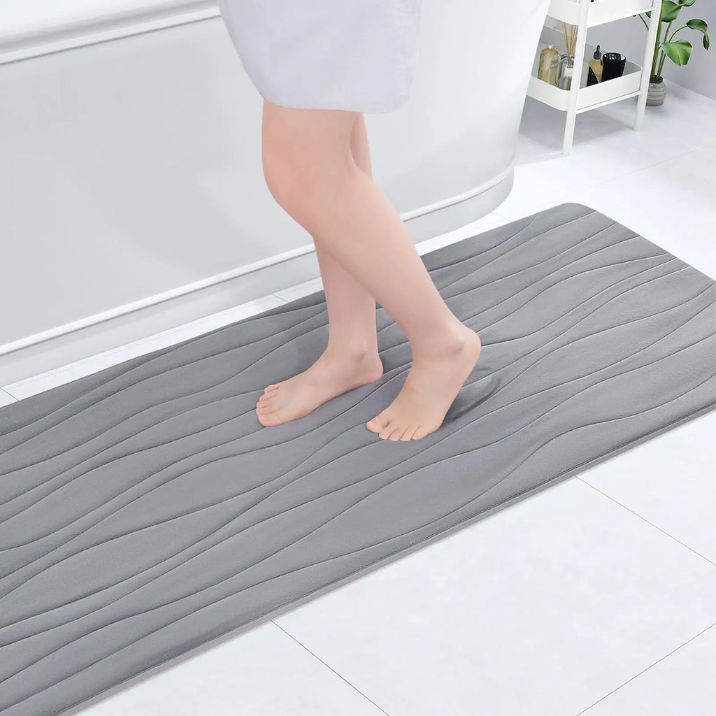 Olanly Memory Foam Mats For Bathroom Highly Absorbent Non-slip Bath Rugs Super Soft Comfort Carpet  Machine Washable Shower Mats