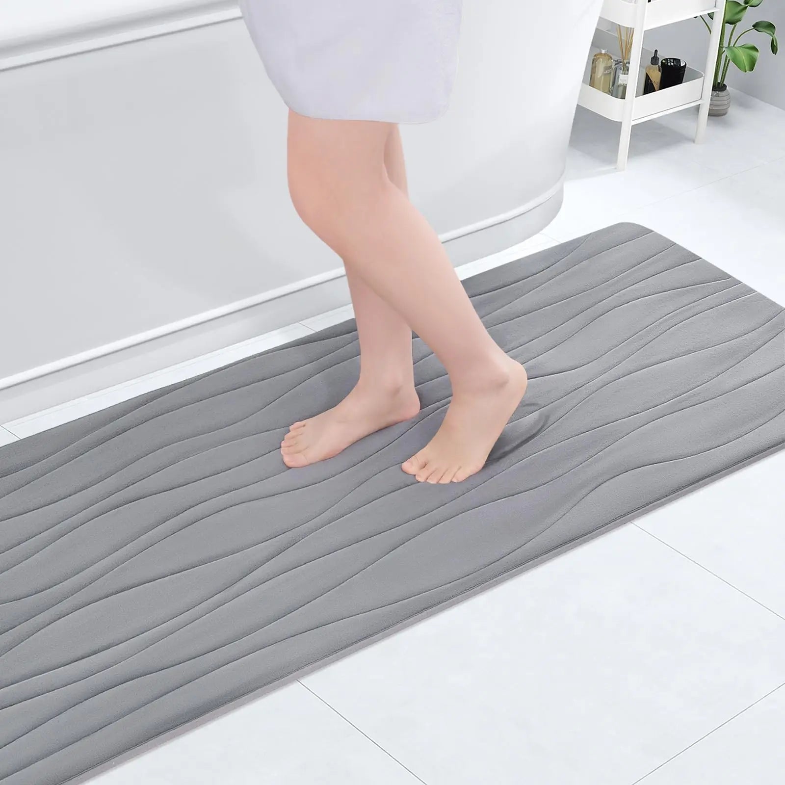 Olanly Memory Foam Mats For Bathroom Highly Absorbent Non-slip Bath Rugs Super Soft Comfort Carpet  Machine Washable Shower Mats