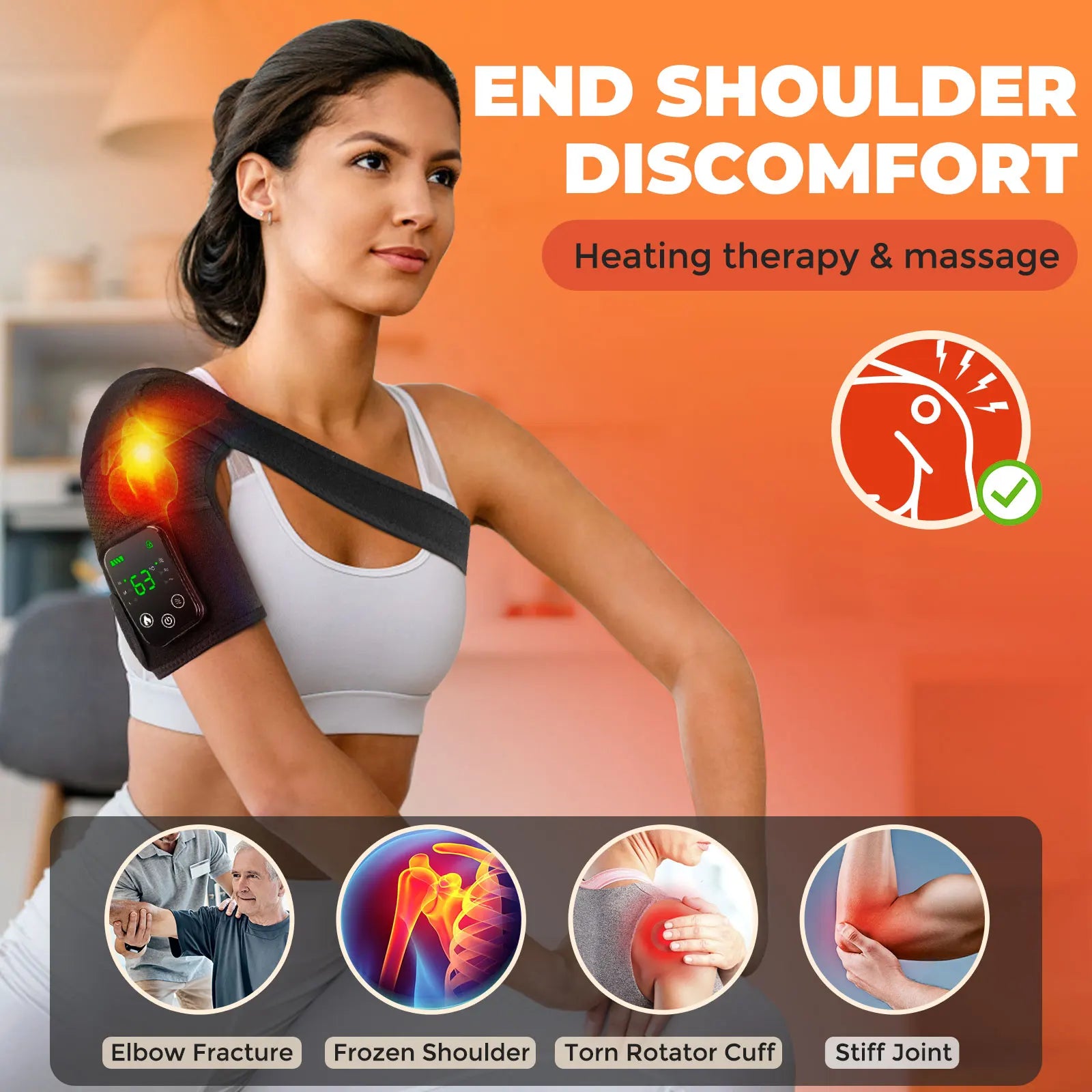 3 in 1 Cordless Thermal Knee Pad Knee Shoulder Massager Vibration Leg Arm Joint Brace Muscle Relax Joint Brace Muscle Relaxation