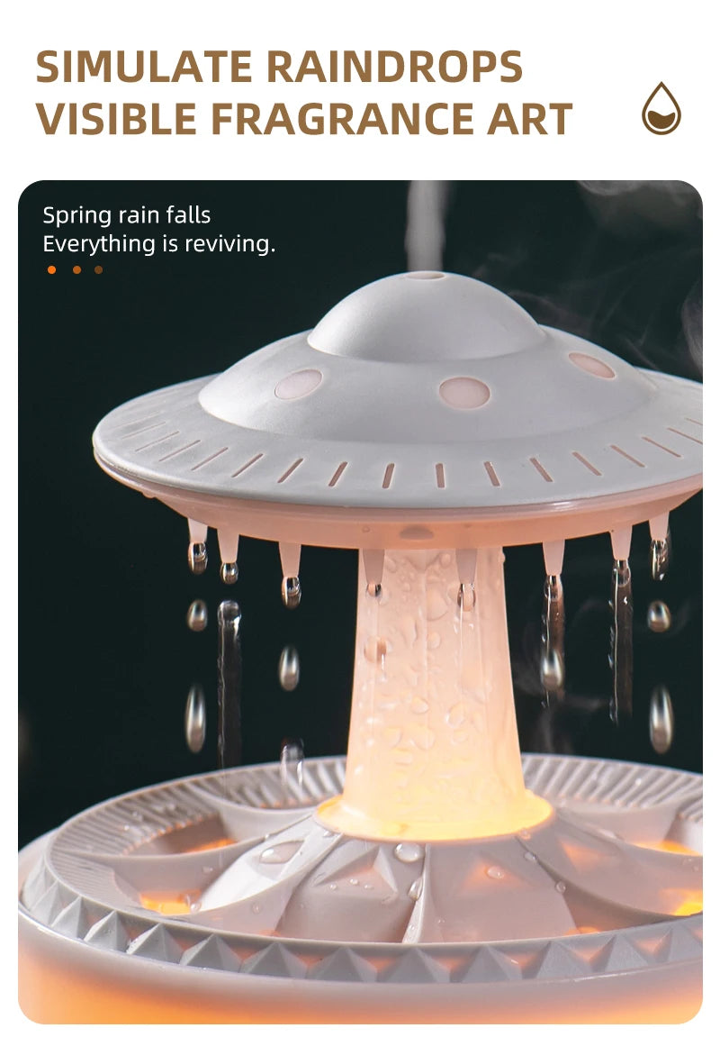UFO Raindrop Humidifier Water Drop Air Humidifier USB Aromatherapy Essential Oils Aroma Air Diffuser Household Mist Maker Home D