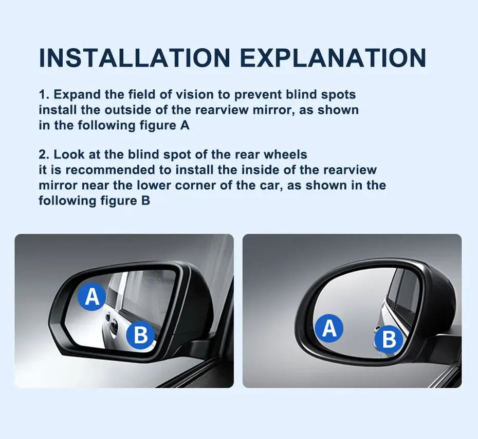 SEAMETAL 2pcs Wide Angle Car Blind Spot Mirrors 360 Adjustable Car Auxiliary Rearview Mirrors HD Suction Cup Small Round Mirror