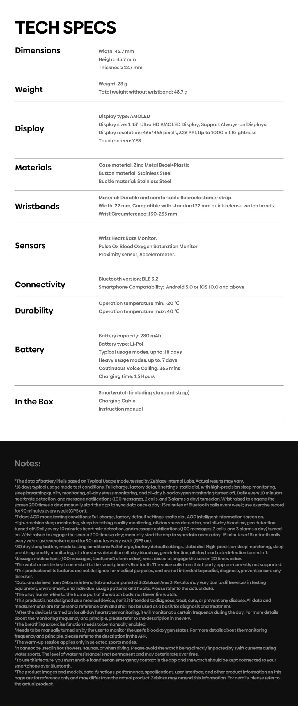New Zeblaze Ares 3 Plus 1.43'' HD AMOLED Display Smartwatch Voice Calling New 3D Interactive 100+ Sports Modes Smart Watch Men