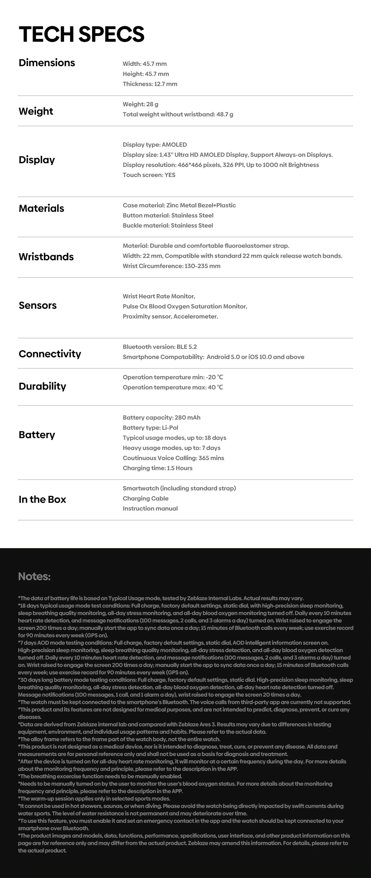 New Zeblaze Ares 3 Plus 1.43'' HD AMOLED Display Smartwatch Voice Calling New 3D Interactive 100+ Sports Modes Smart Watch Men