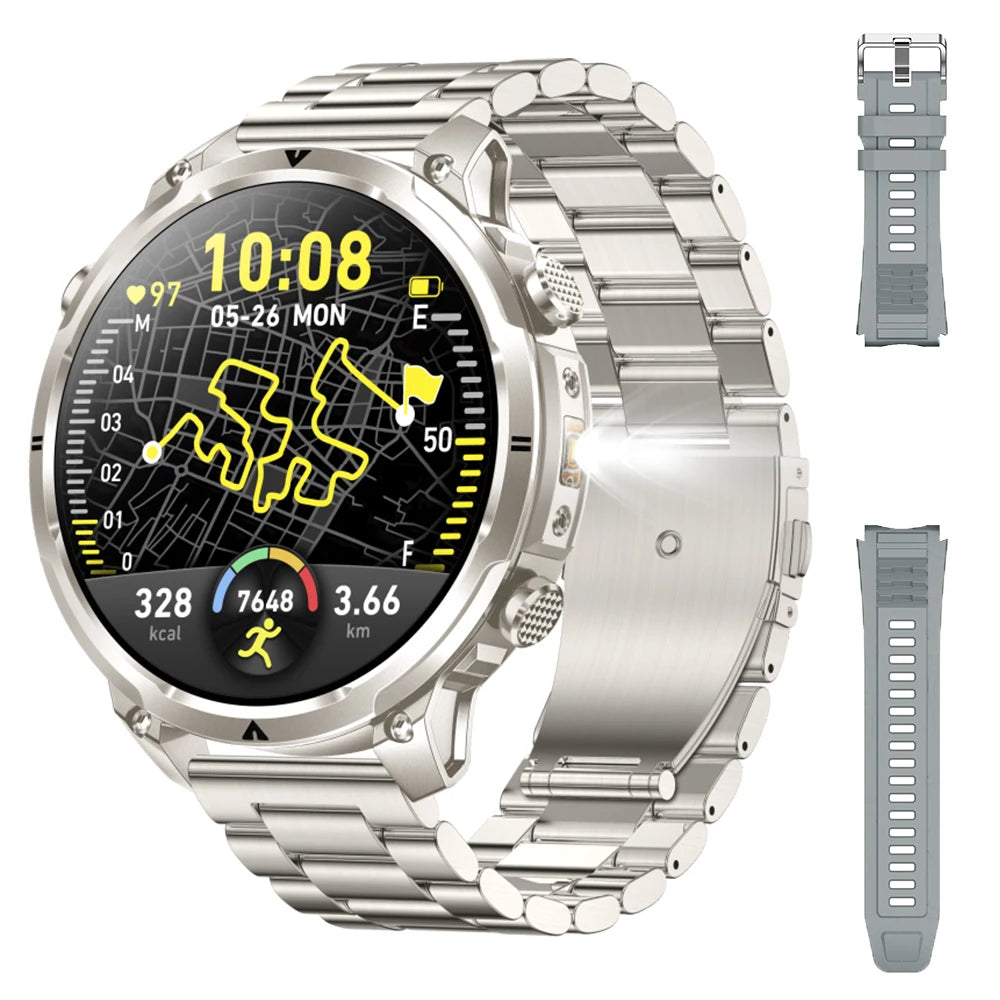 Luxury Military GPS Men Smartwatch Wrist Fitness Clock BT Call 1ATM Waterproof Sports Smart Watches for Android IOS Phones 2026