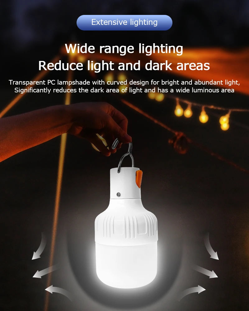 2pcs Rechargeable LED Indoor Outdoor Emergency Hookup Portable Lights with Battery Flashing Lights Barbecue Tent Camping Lights