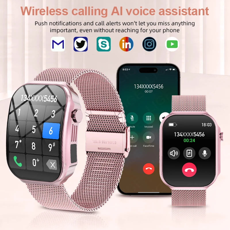 3D Curved Screen Smart Watch 2.2" Large HD Display Bluetooth Call Waterproof Flashlight Outdoor Sport Smartwatch Women 2026 New