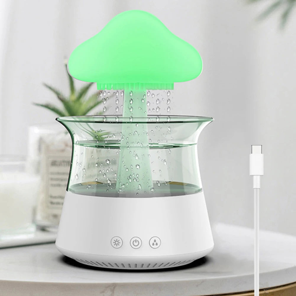 300ml Rain Cloud Humidifier Rain Colorful Mushroom Cloud Raindrop Atmosphere Lamp Night Light Essential Oil Humidifier Machine