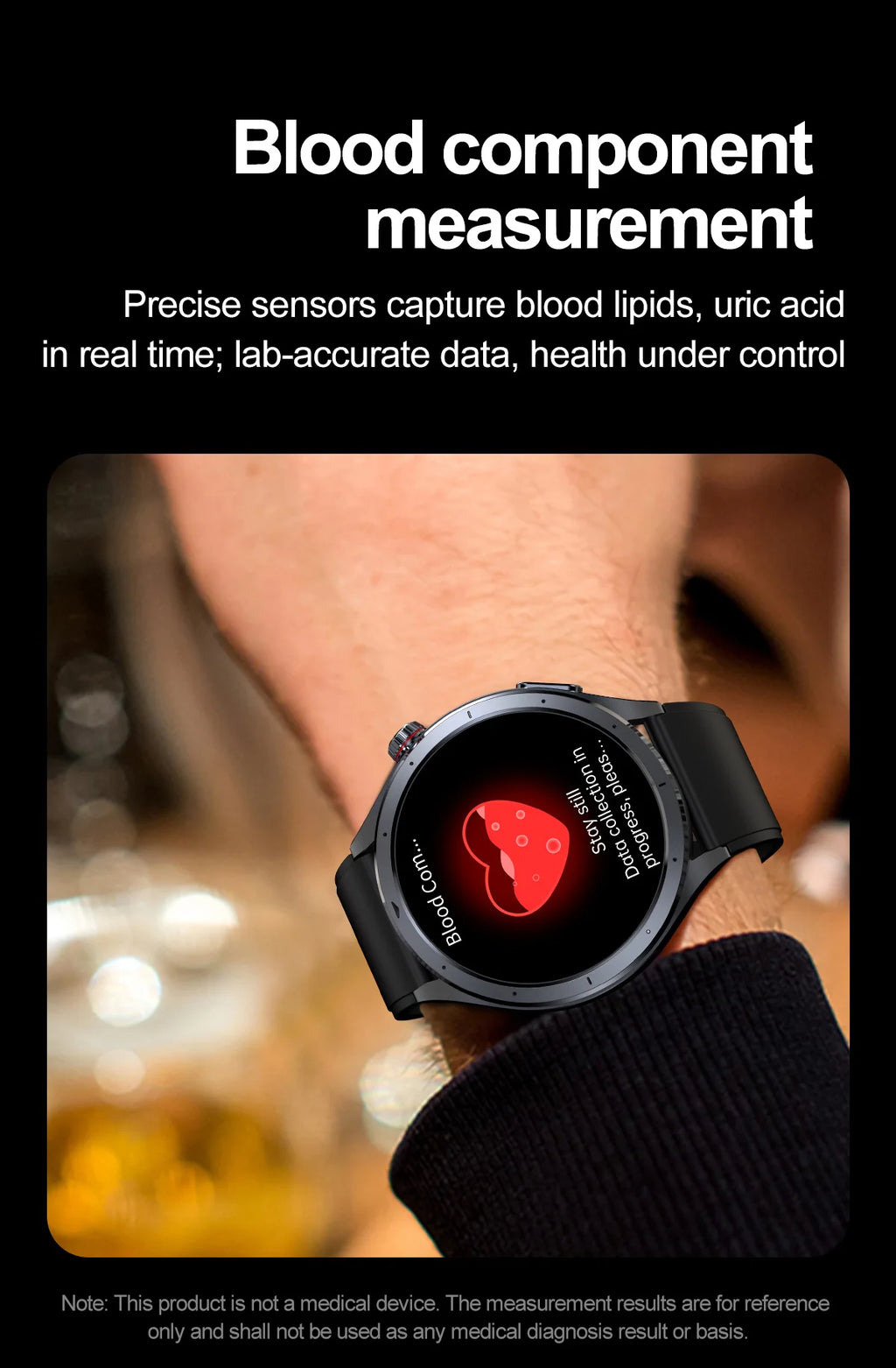2026 New Body Fat Analysis Health Smart Watch ECG+PPG Uric Acid Blood Pressure Blood Oxygen Clock Call Smart Watch For Men Women