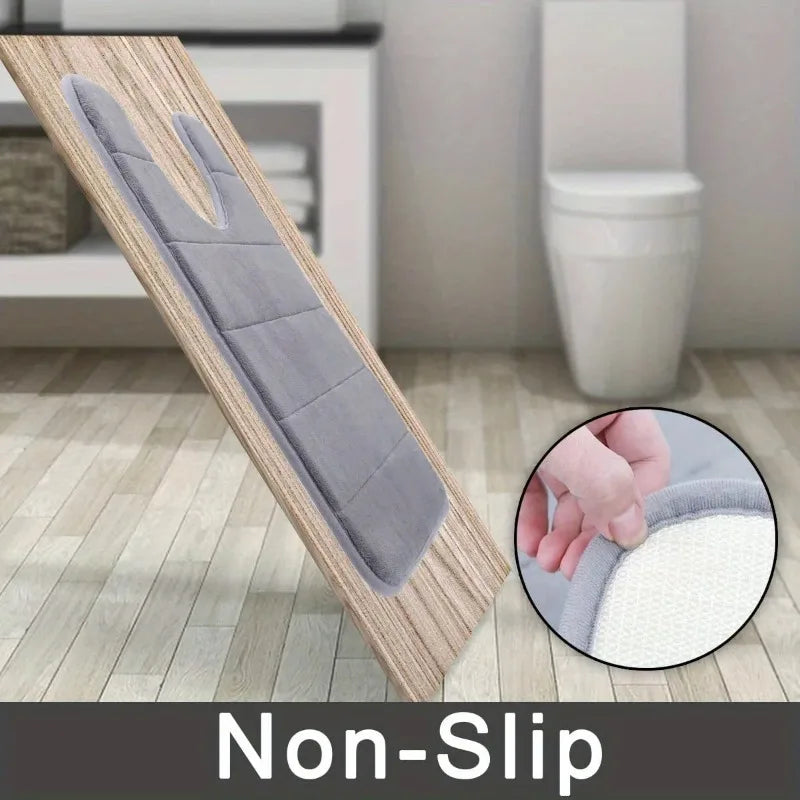Memory Foam U-Shaped Toilet Seat Cover Anti-Skid Super Absorbent Bathroom Carpet Non-Slip Bath Mat for Bathroom Decor