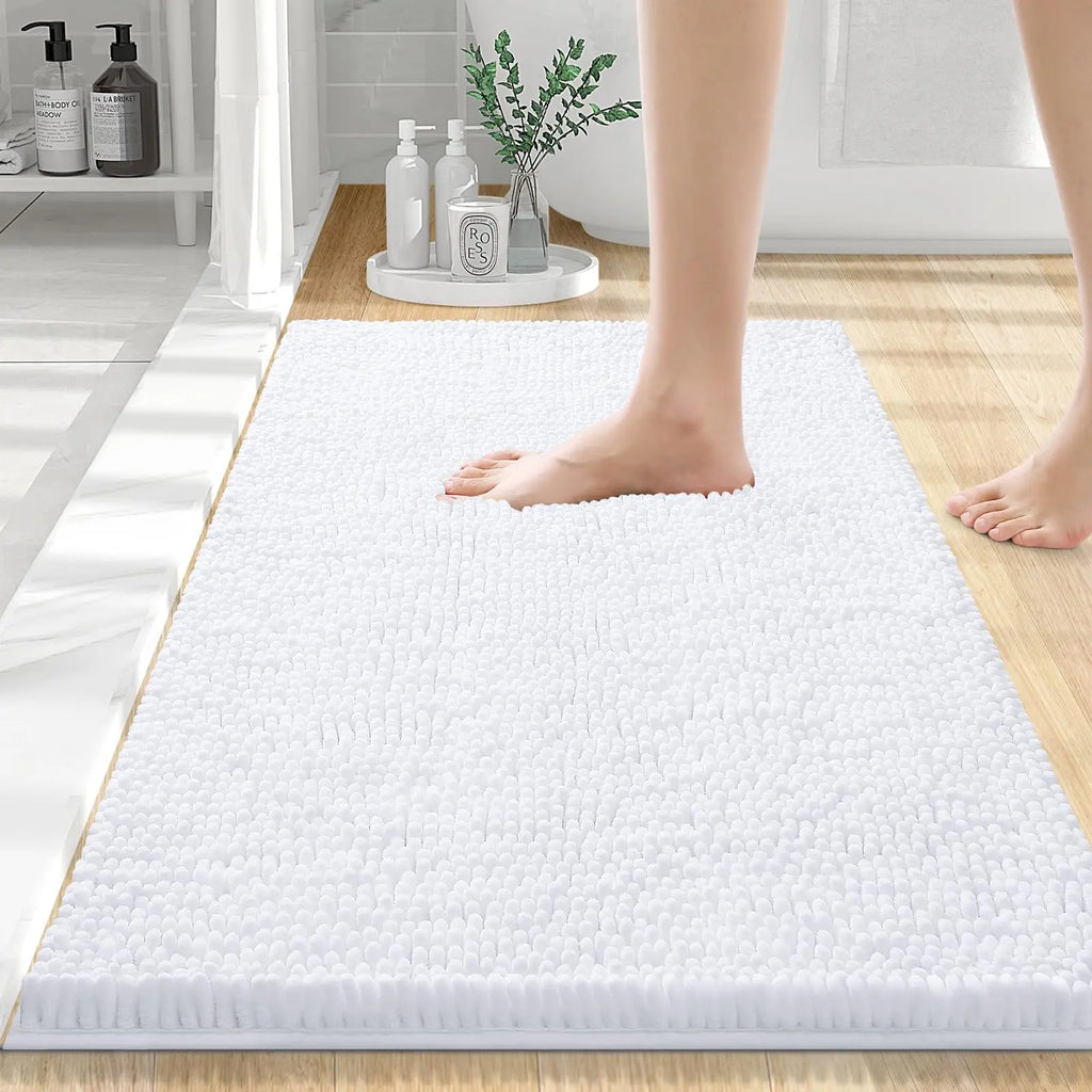 Olanly Chenille Bath Mat Fashion Non-Slips Soft Fluffy Bath Mats For Bathroom Super Absorbent Floor Mats Washable Bathroom Mat