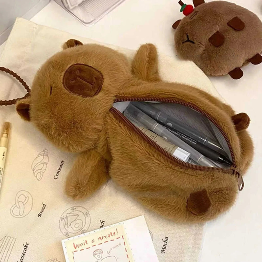Fabric Capybara Pen Case Multifunctional Pencil Bag Creative Gift for School Office