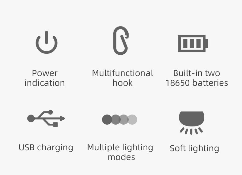 LV10 Outdoor LED Camping Flashlight 230 Hours Rechargeable Camping Lantern with Magnet Lighting Fixture Portable Emergency Light
