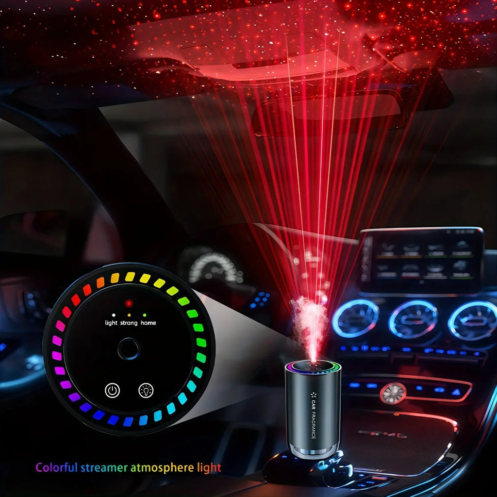 Car Aroma Diffuser with Perfume, Aromatherapy Oil Diffuser with Projective Star Light for Car Fragrance, Driving Induction Spray