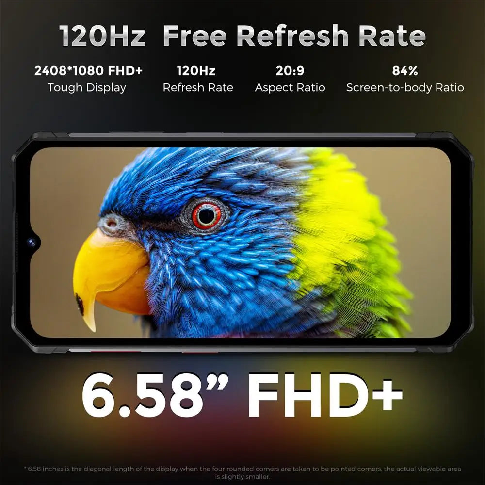 FOSSIBOT F102 Rugged 20GB+256GB 16500mAH Android 13,6.58 FHD, Camping Light  Waterproof, NFC 108MP,Helio G99 33W Fast Charging