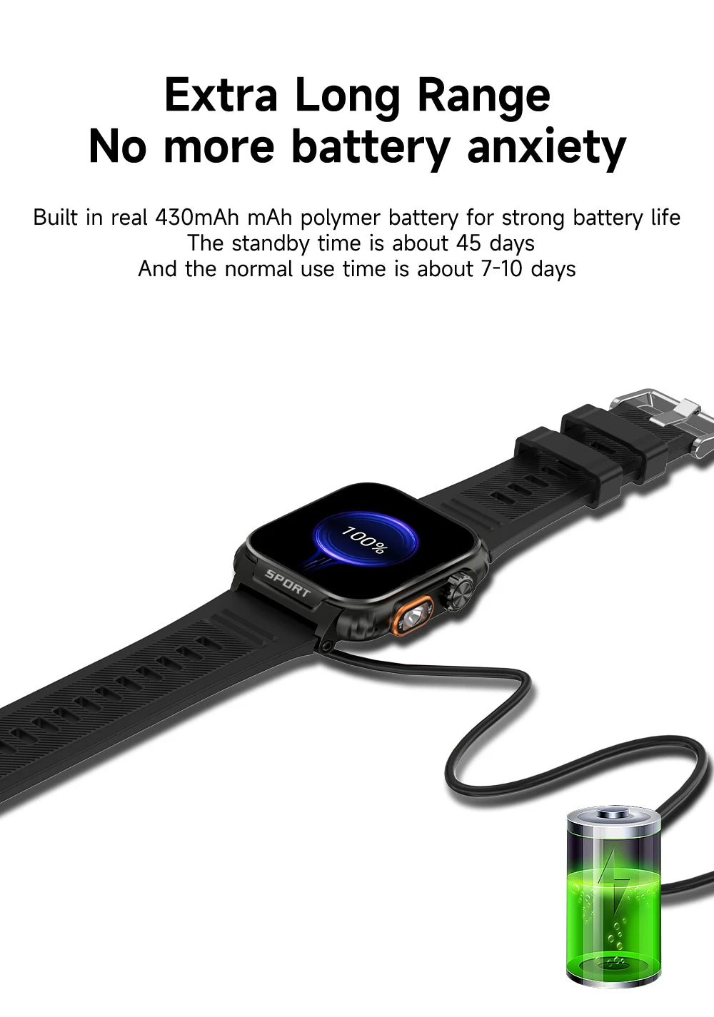 LIGE New 1.91 inch Super Ultra Watch Bluetooth Smart Call Men's Watch Tracker Blood Pressure Heart Rate Monitor Sport Smartwatch