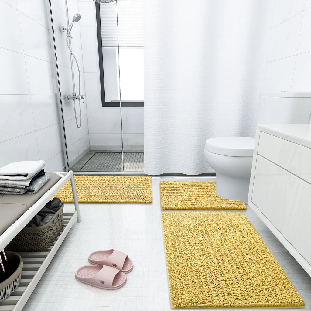 Homaxy New Chenille One Thick And Three Fine Floor Mat Indoor Non Slip Doormat Dirt Trap Absorbs Water Comfortable Bathroom Mats