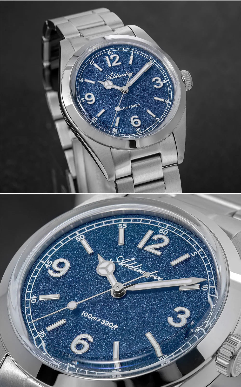 ADDIESDIVE New VH31 Quartz Watches Bubble Glass Retro Elegant WristWatch BGW9/C3 Luminous Waterproof 10Bar Men's Watch AD2518