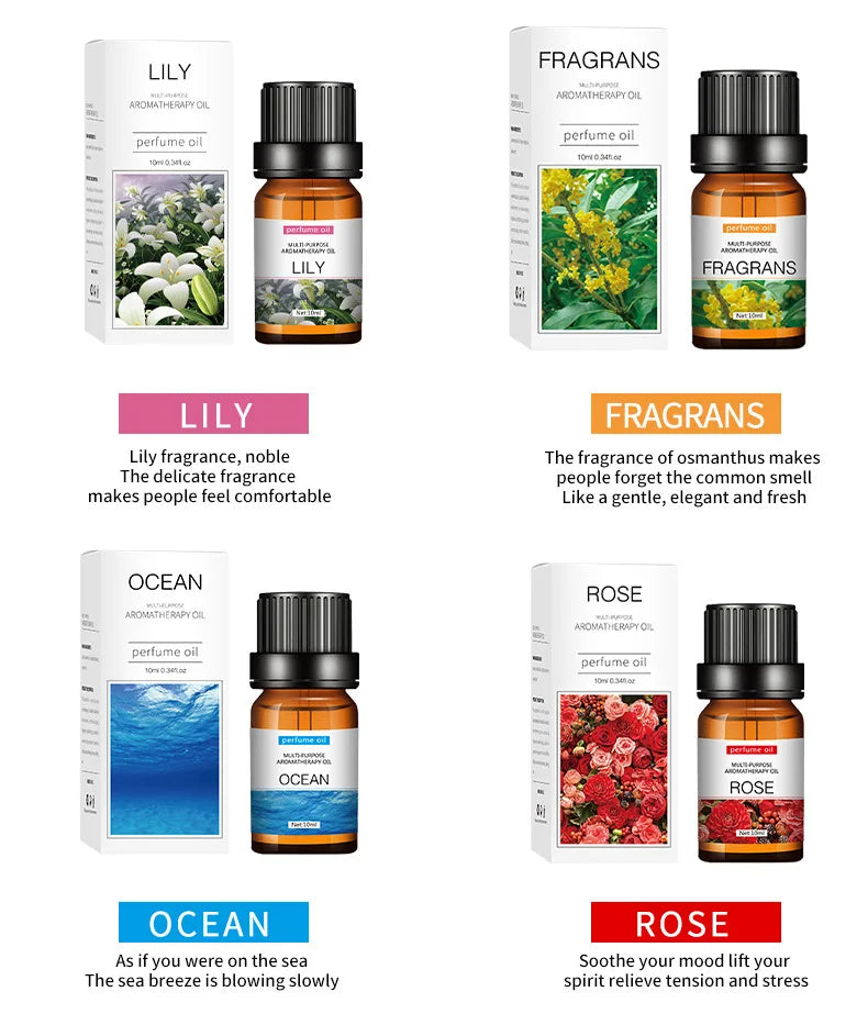 10ml Incense Water Soluble Essential Oil Lavender Tea Tree Lemon Rose Ocean Scent Humidifiers Refreshing Relax Releasing Stress