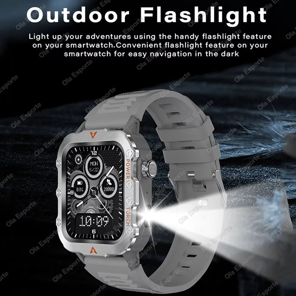 2026New Military GPS Smart Watch Men Bluetooth Call Sleep Health Monitoring LED Flashlight AI Voice Sports Waterproof Smartwatch