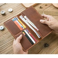 Luxury Handmade Genuine Leather Men Wallet Bifold Purse Male Wallets Short Money Clip Vintage Leather Money Bag with zip pocket