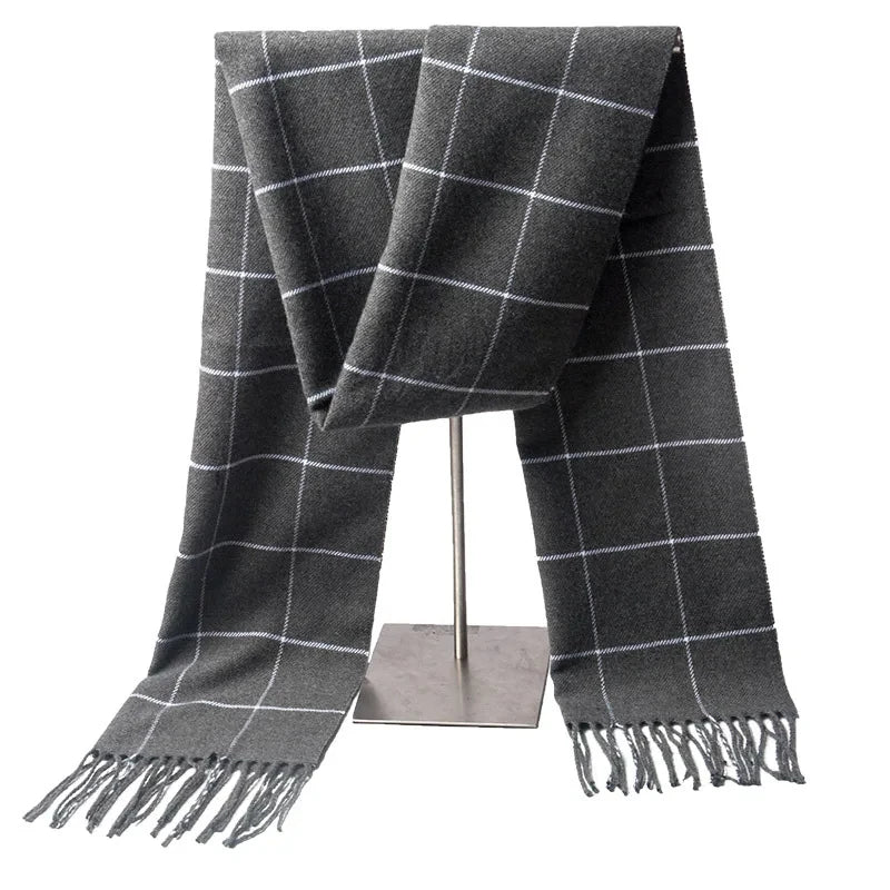2023 New Winter Men Scarf Keep Warm Cashmere Scarves Casual Brand Designer Pashmina Neckerchief Tassel Business Shawl Wrap