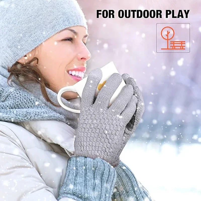 Winter-lined Gloves for Both Men and Women - Thickened Elastic Touch Screen Compatible, Cold-proof and Warm Gloves