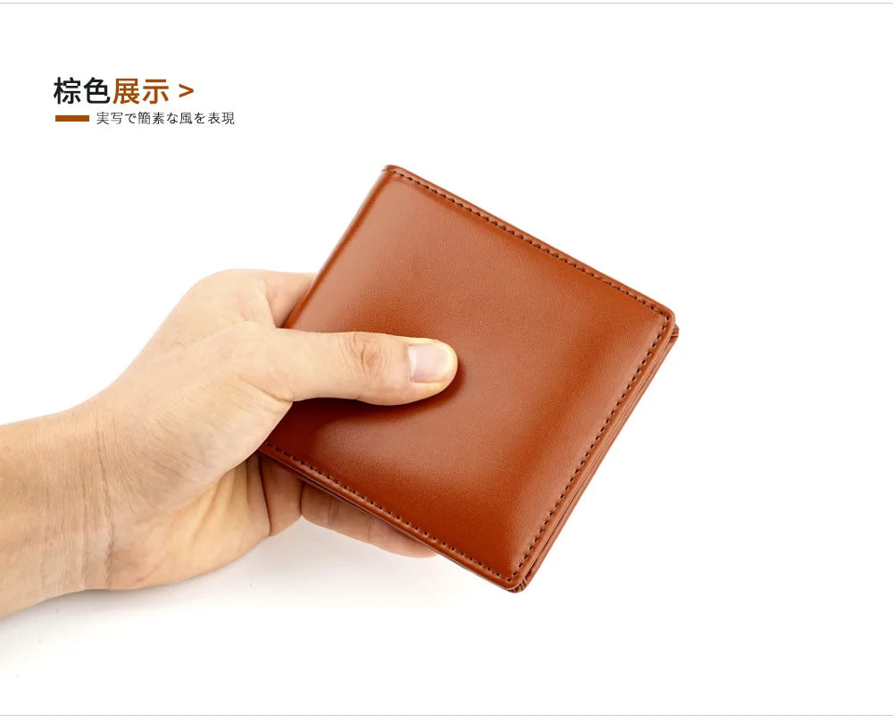 New Genuine Leather Men's Wallet Japanese Style Short Cowhide Multi-card Slot Coin Purse Wallets