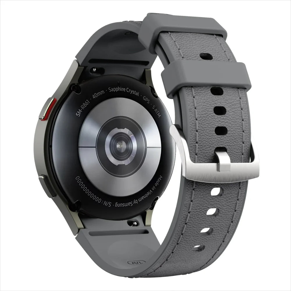 Silicone+Leather Strap for Samsung Galaxy Watch 7 6 5 4 FE 40mm 44mm No Gap Bracelet Band Watch 6 4 Classic 43/47mm 42/46mm Belt