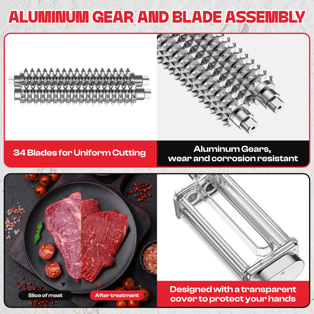 Manual Meat Tenderizer Tool, Meat Tenderizer Machine with Stainless Steel Gear, Steak Flatten Cuber Rolling Meat Poultry Tenderi