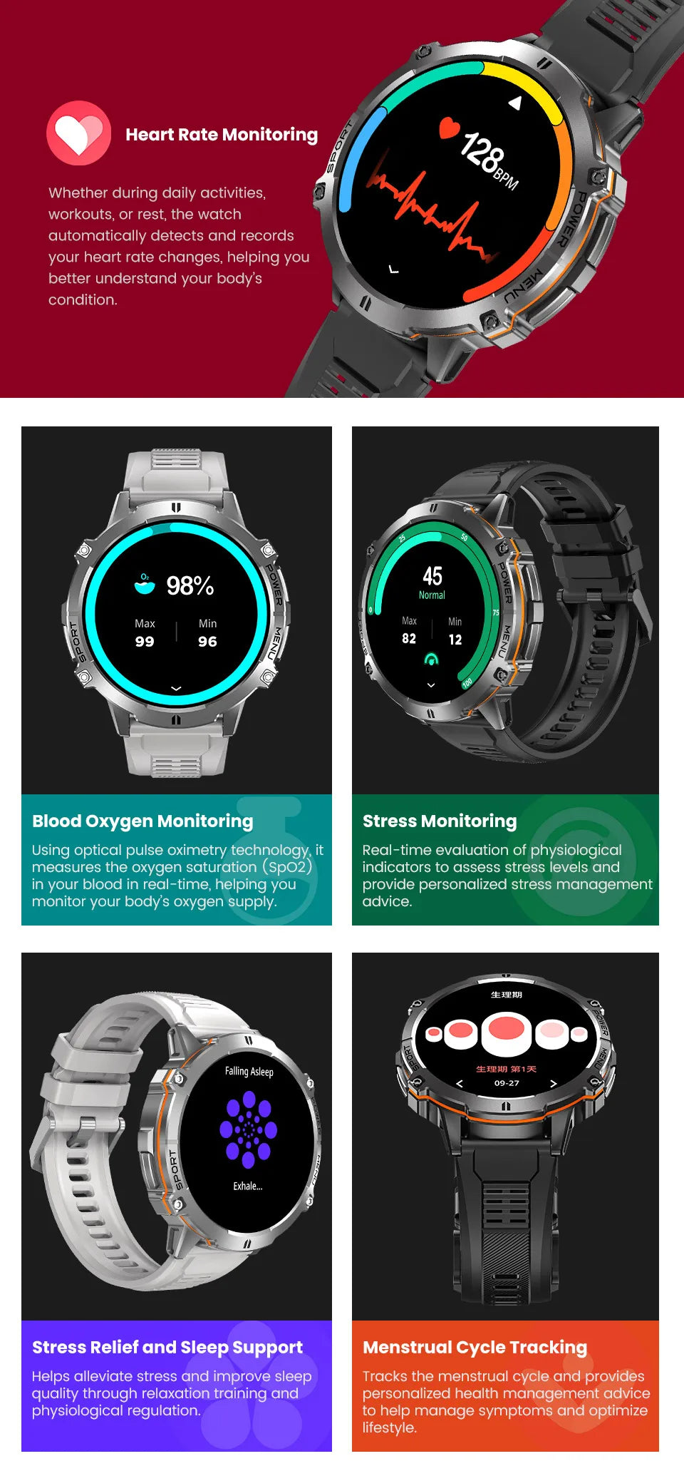 2026 Newly upgraded GPS Military Sports Smart Watch 1000mAh 1.7-inch AMOLED Compass Altimeter Call 10ATM Waterproof Sports Watch
