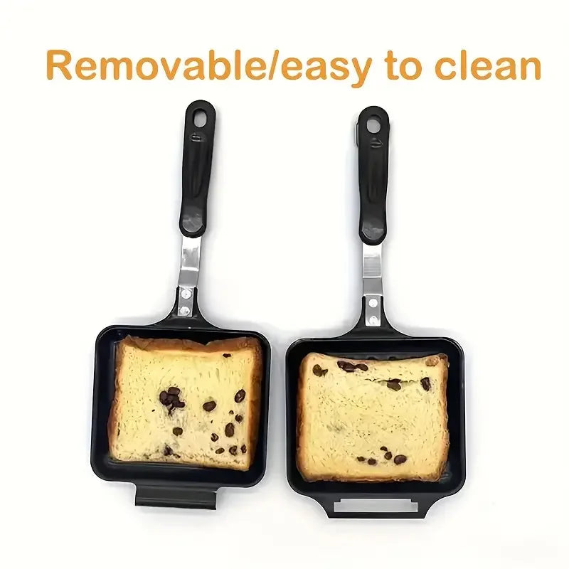 Non-Stick Camping Sandwich Panini Maker with Handle, Double Sided Frying Pan Detachable Grilled Sandwich Flip Pan