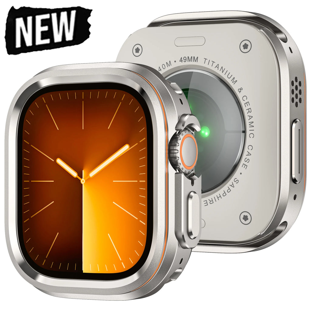 Halo Style Case for Apple Watch Ultra 2 3 49mm Metal Alloy Cover Hard Bumper for IWatch Ultra Full Protector Natural Black Color
