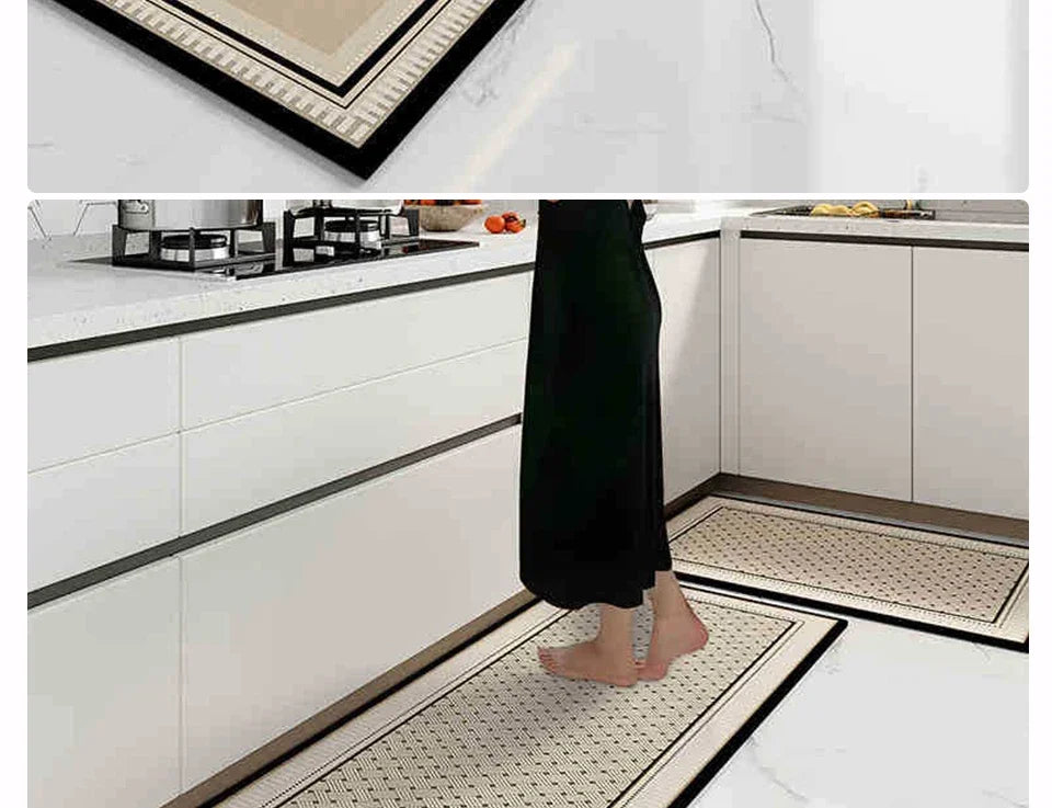 Kitchen Carpet Waterproof Oil-proof Floor Mat Pvc Leather Non-slip Foot Mats Long Strip Home Decoration Rug Alfombra De Cocina