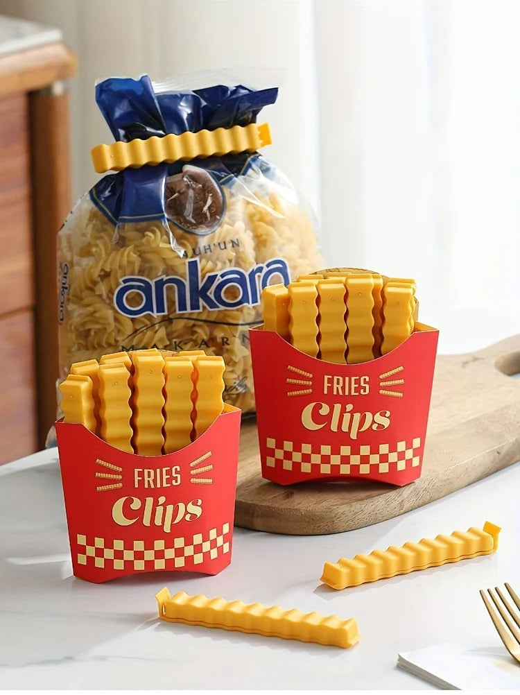 12PCS French Fry Shaped Sealing Clip - For Snack Sealing, Food Clips, Plastic Bag Seasoning Sealing Strips