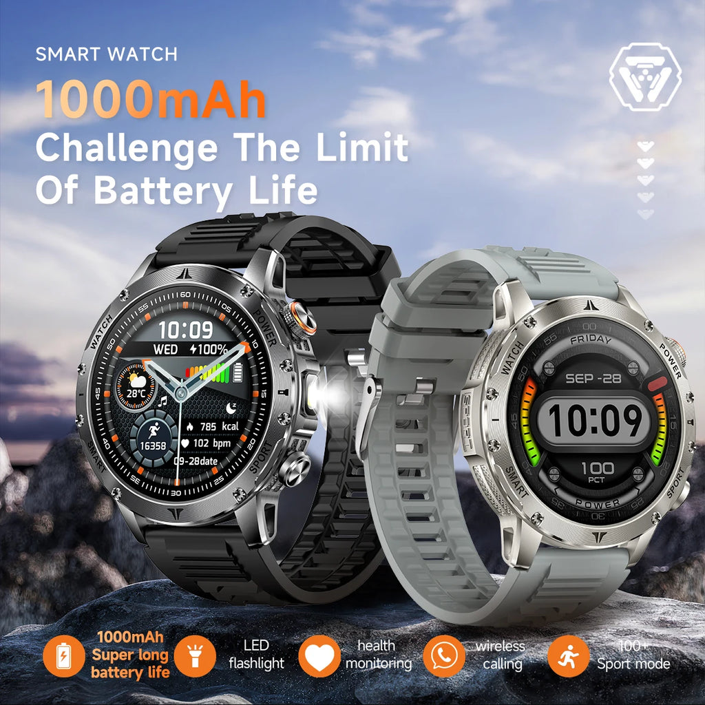 Military 1000mAh Large Battery Smart Watch Digital Bluetooth Call Sports Smartwatch Electronics Watches for Man Android 2026 New