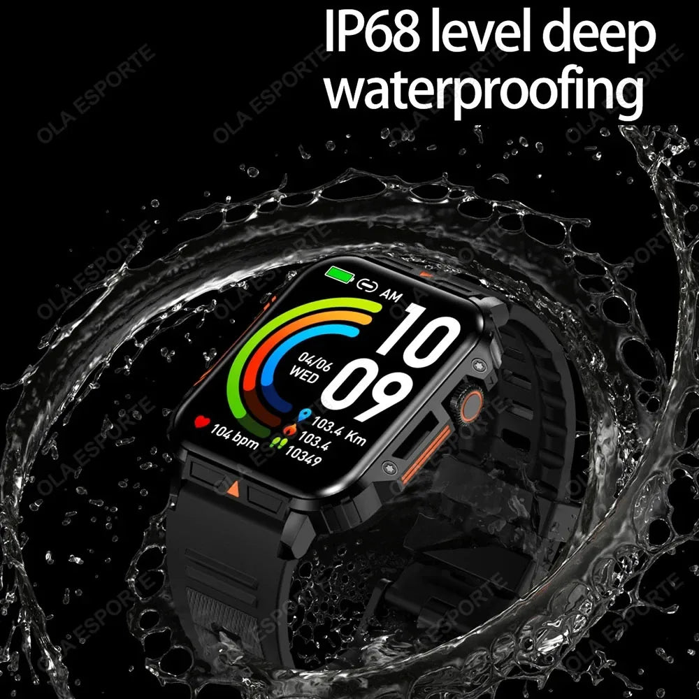 2025 New Rugged Military Sports Smart Watch 1.95 inch 300mAH Bluetooth Fitness Tracker reloj hombre Smarthwhatch For Android IOS