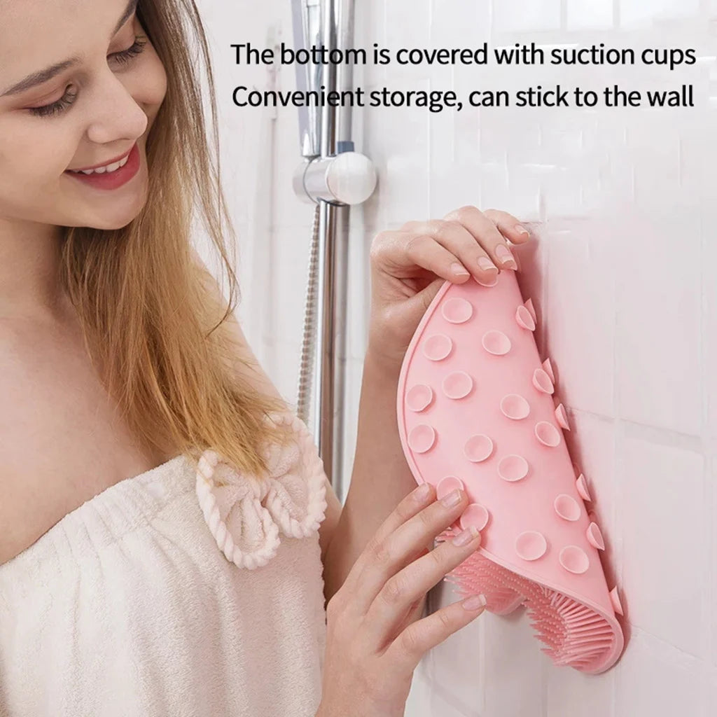 Silicone Foot Massage Pad Shower Mat Non-slip Wash Foot Pad Stick on Wall Surface Body Cleaning Tool Exfoliating Rub Back Brush